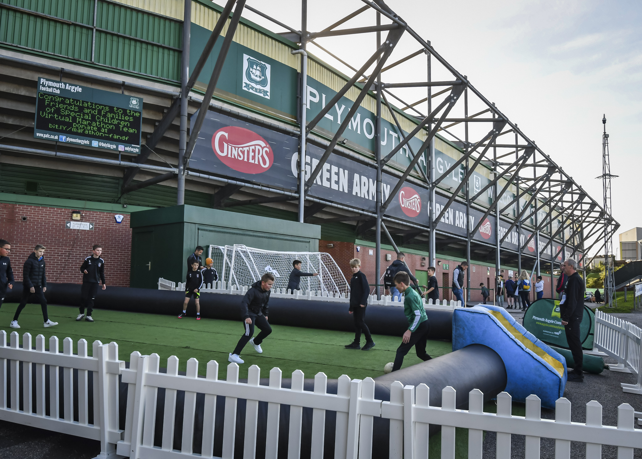 Inflatable football at Home Park