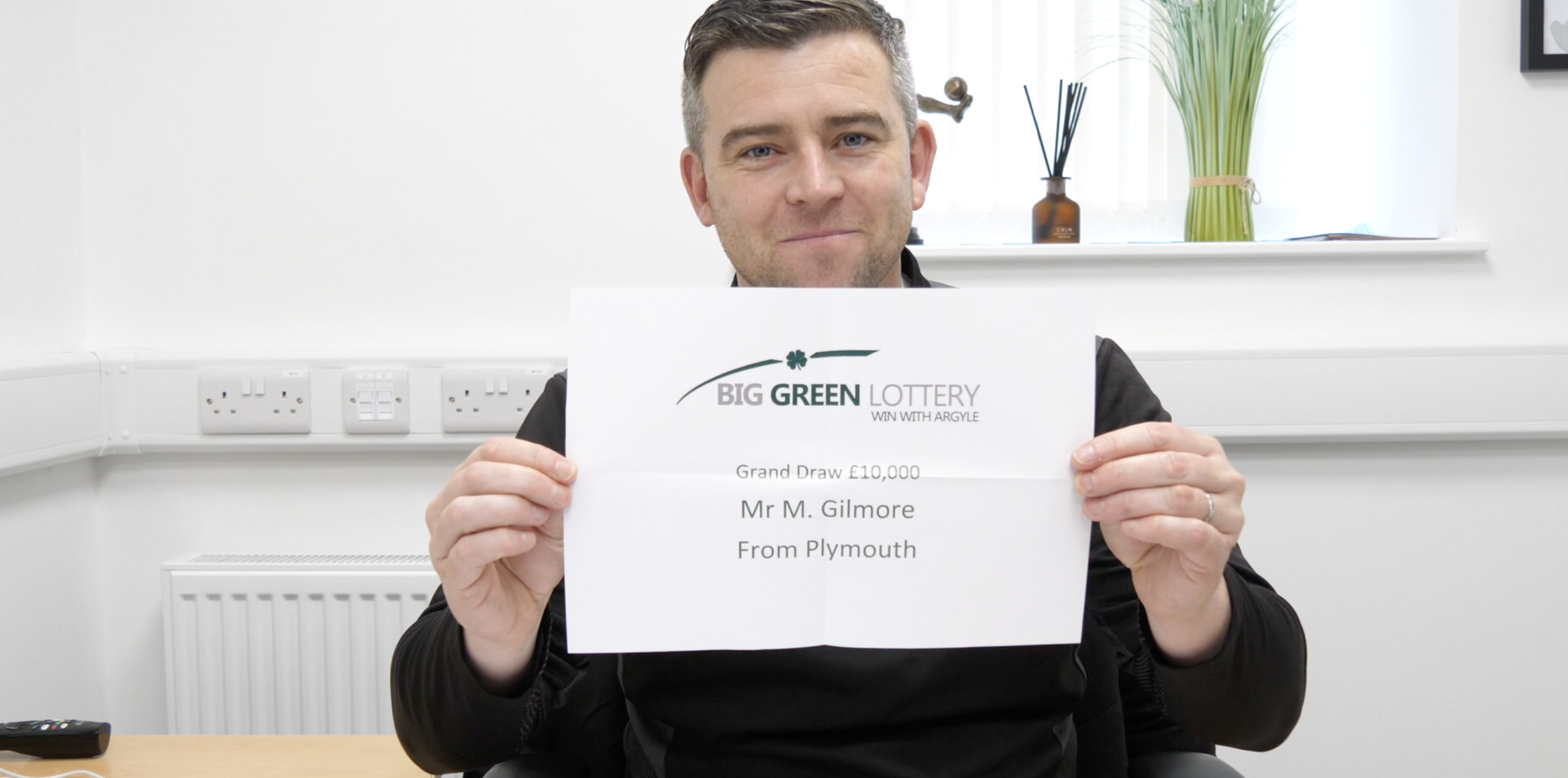 Steven Schumacher reveals Big Green Lottery winner