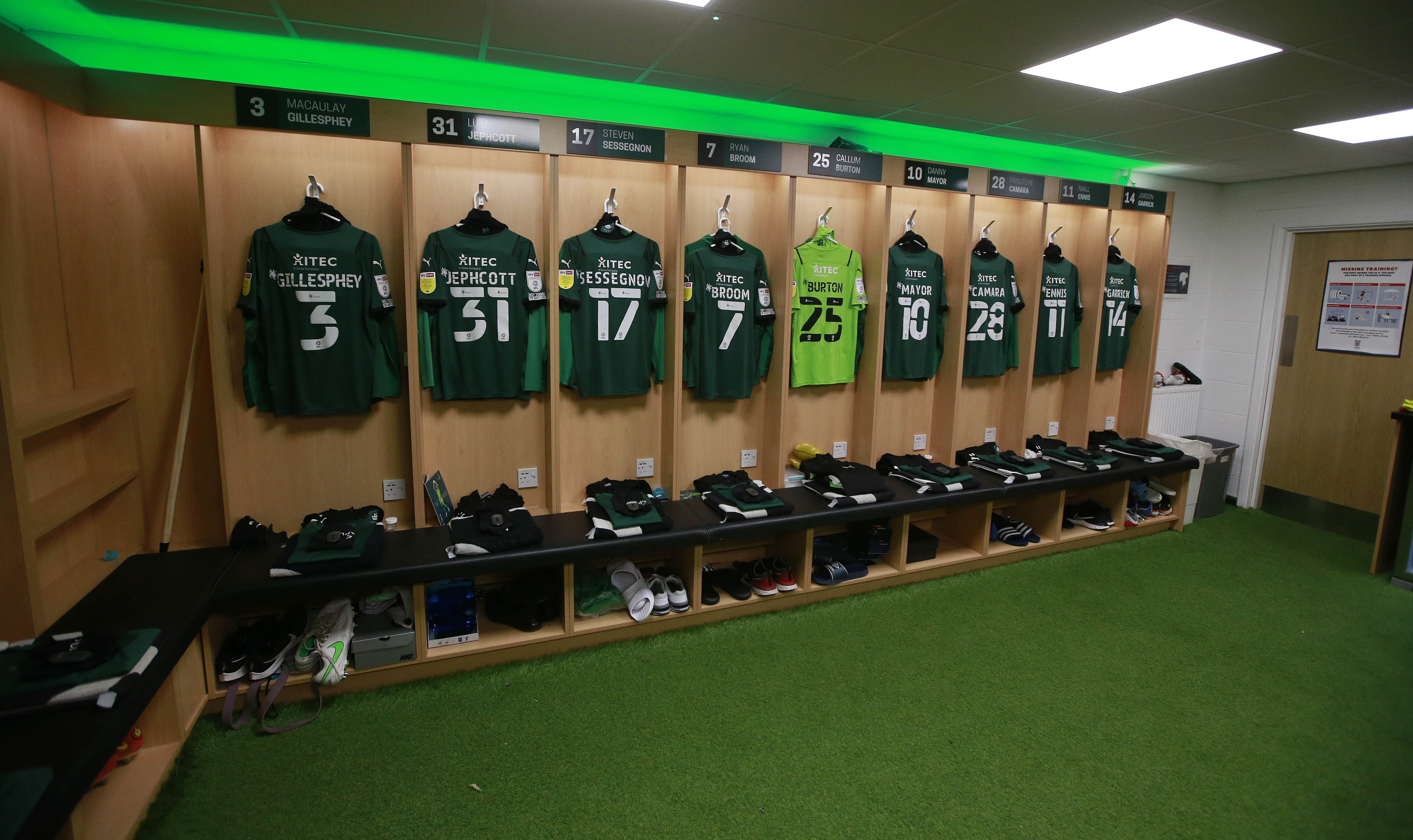 First team shirts in the dressing room