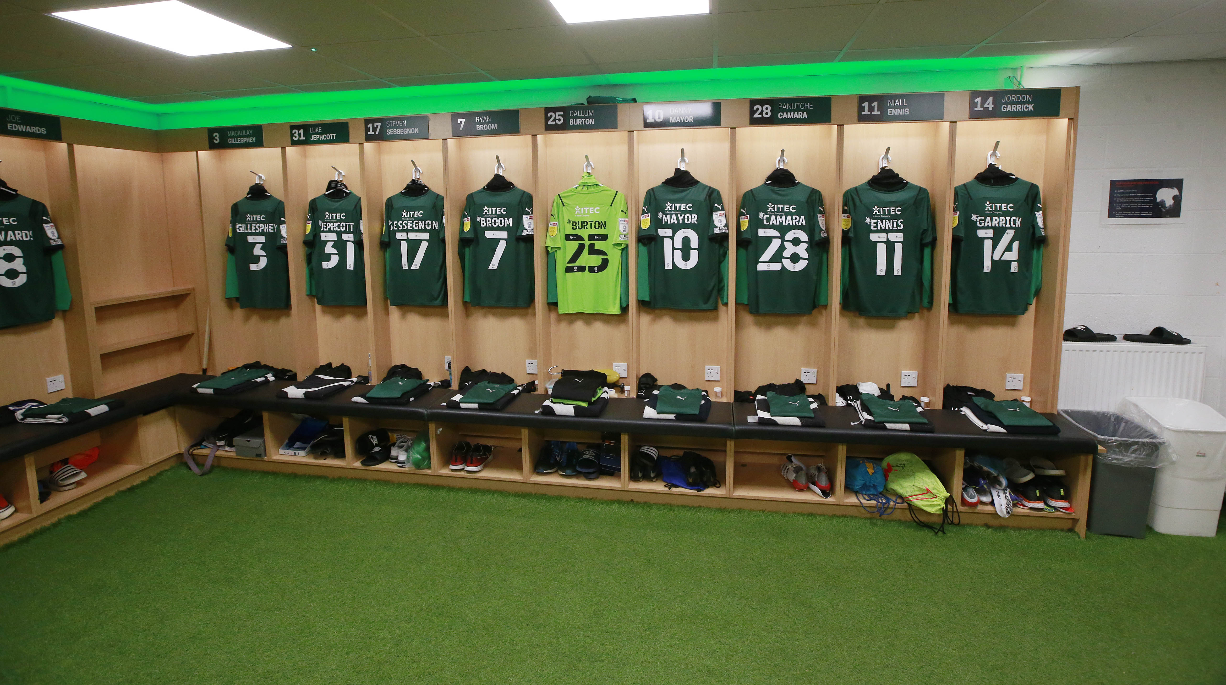 Shirts up in the dressing room