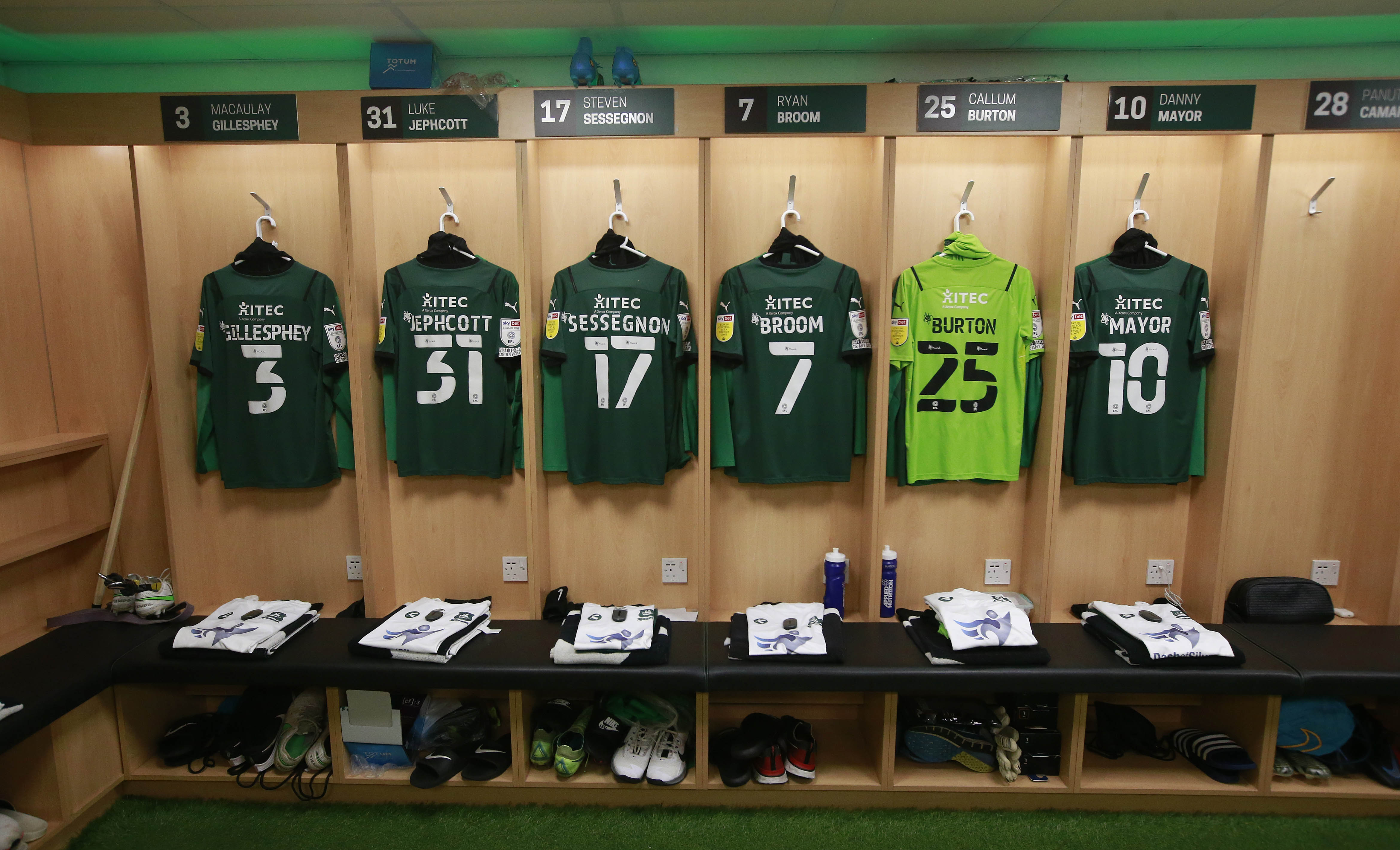 Kits in the Argyle dressing room
