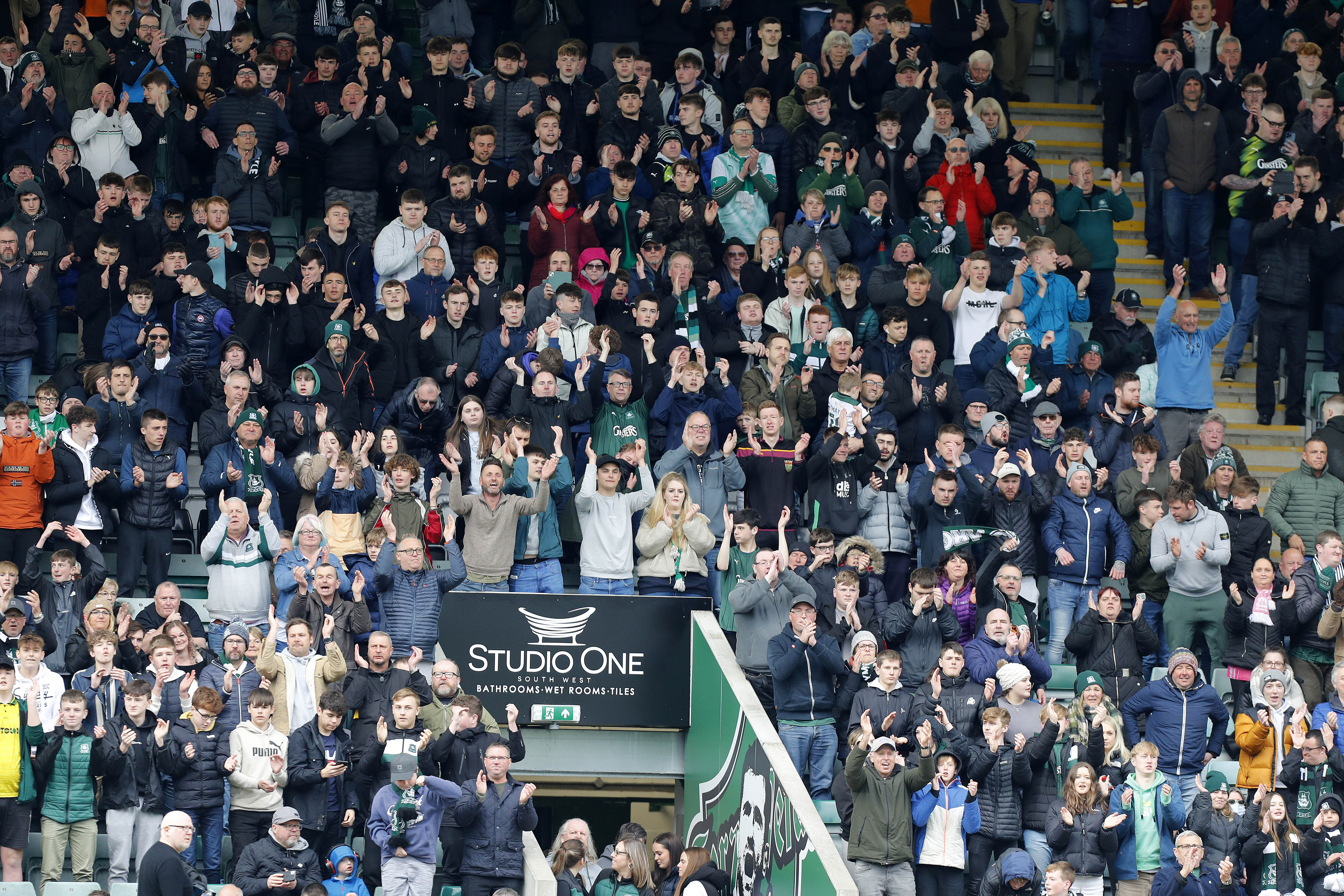 Argyle supporters against Oxford United