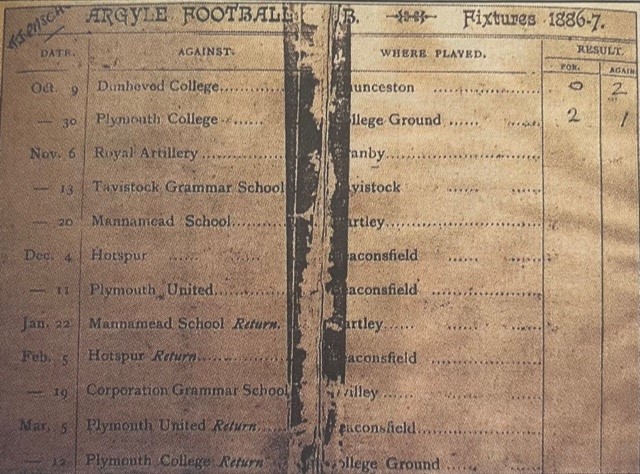 An historic Argyle fixture card