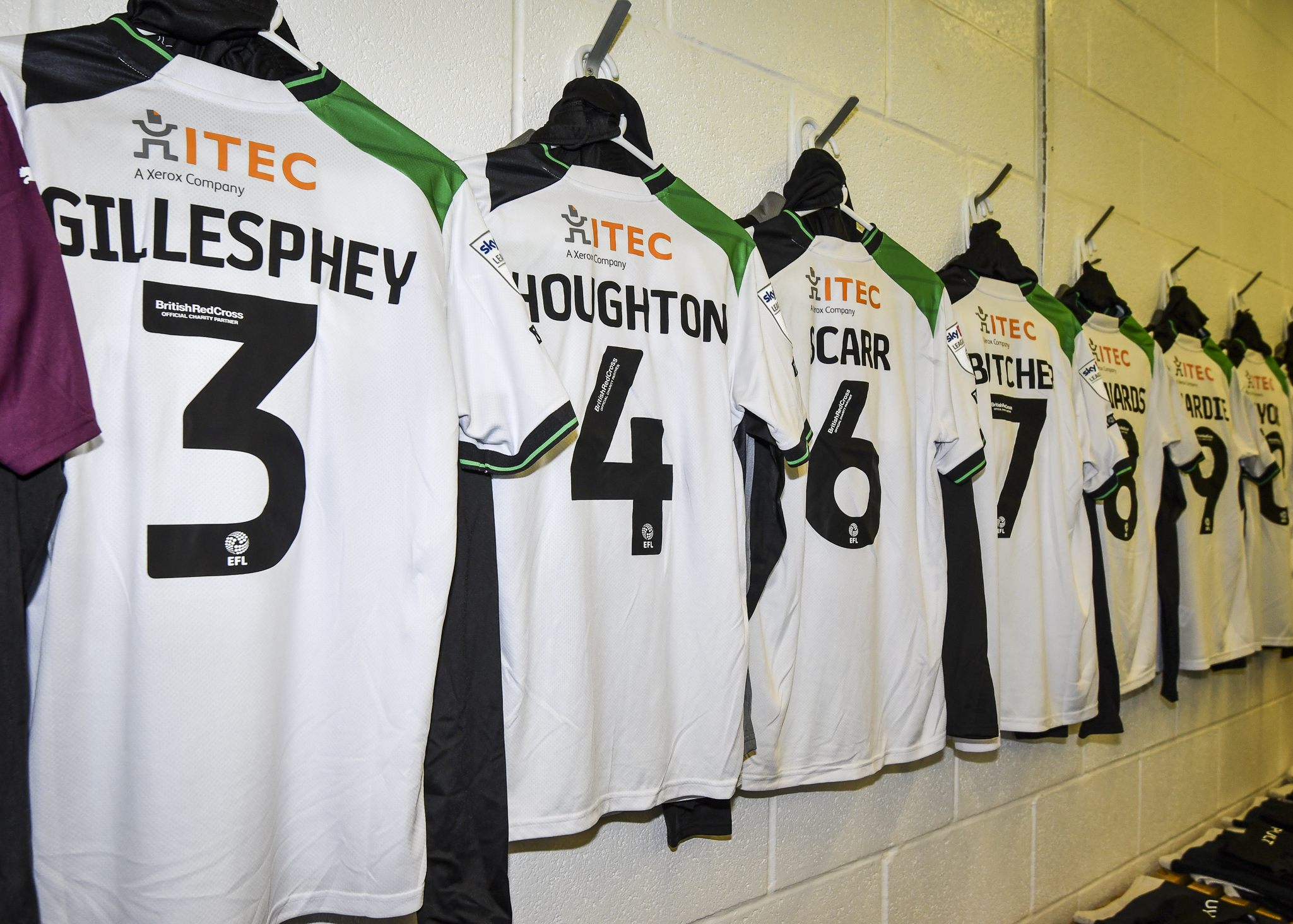 Away shirts in dressing room