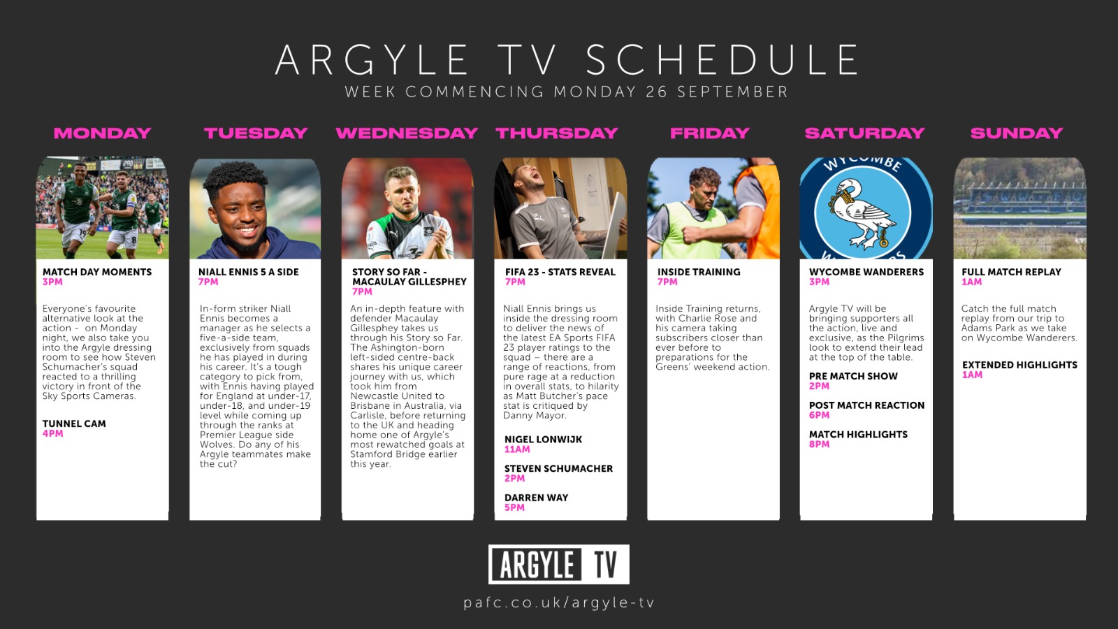 Argyle TV schedule