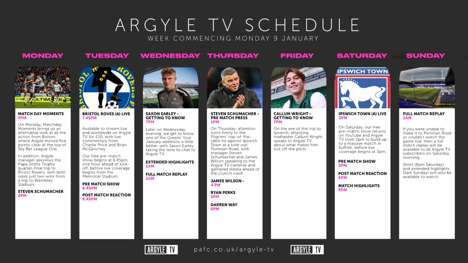 Argyle TV schedule