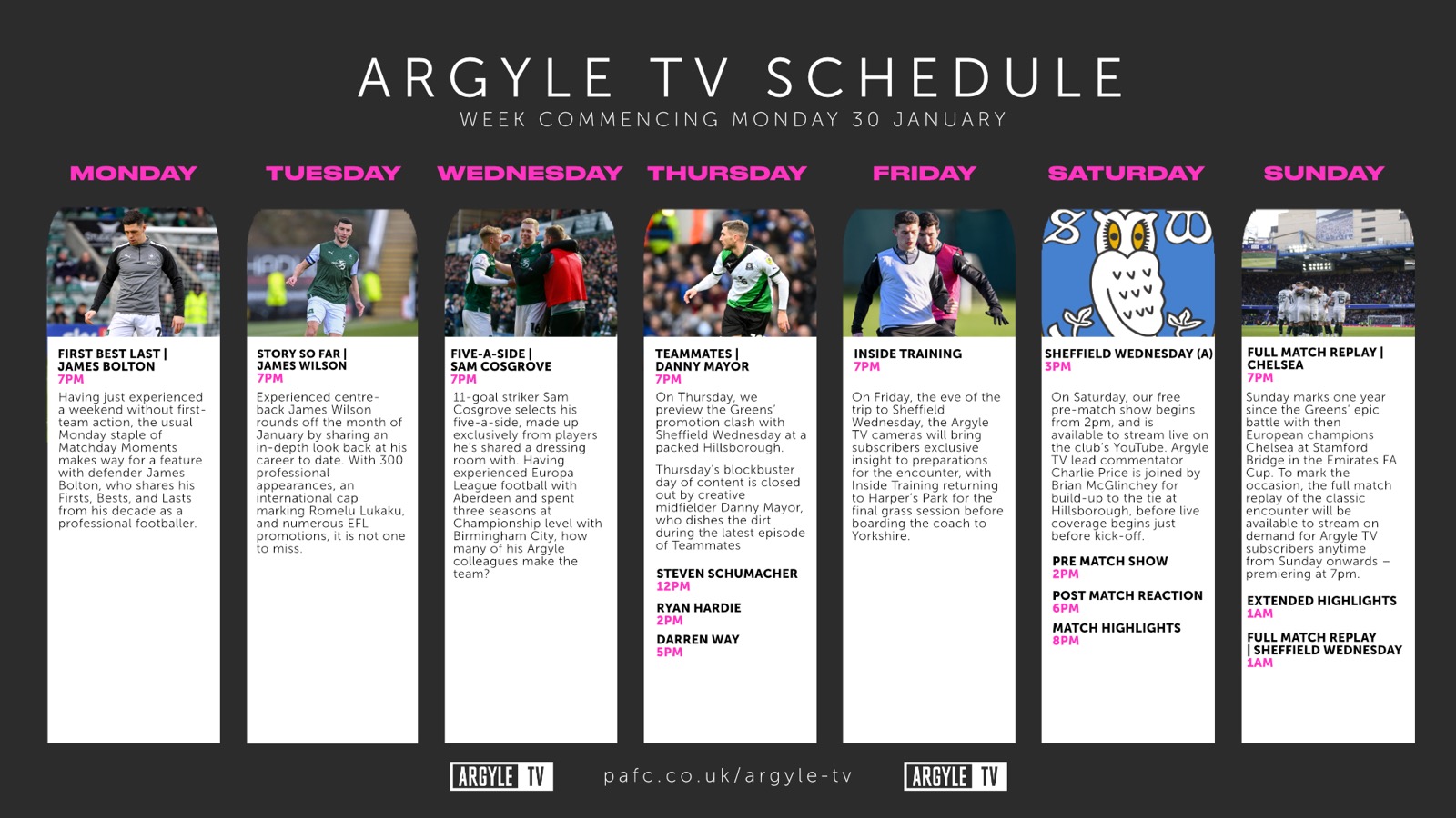 Argyle TV schedule