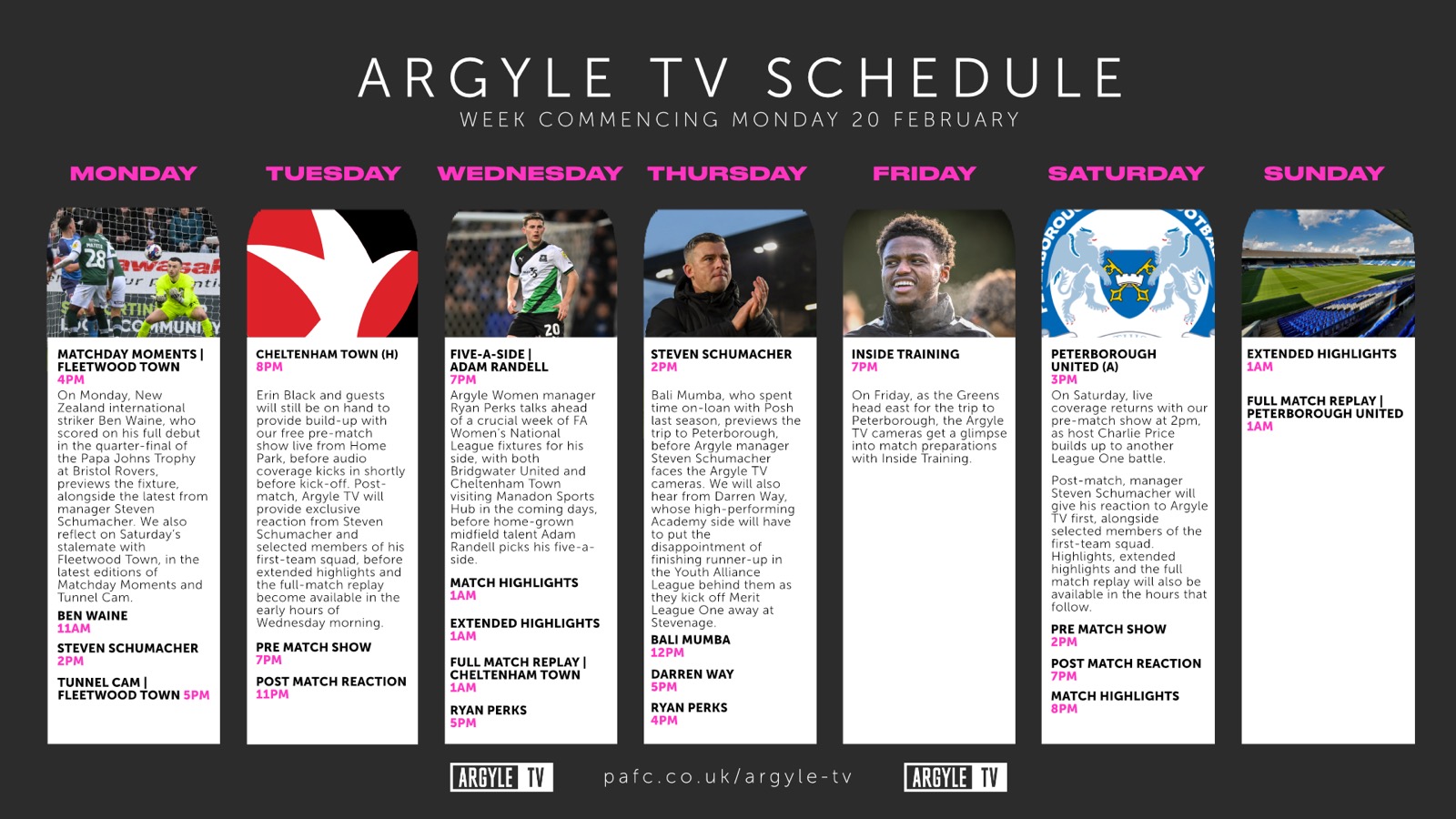 Argyle TV schedule