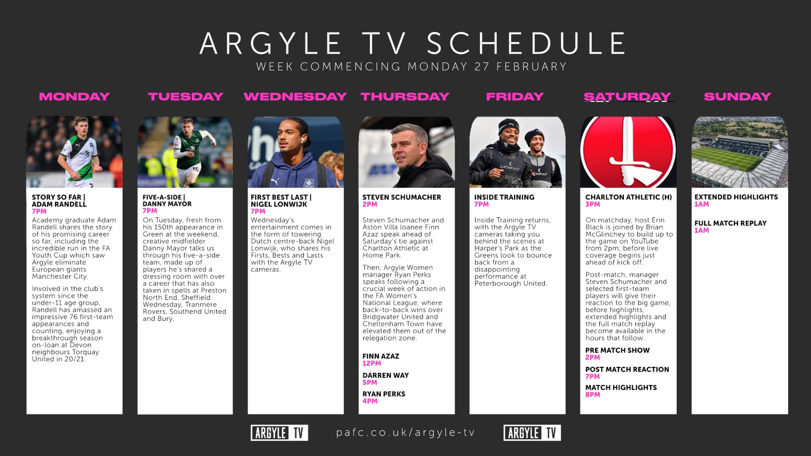 Argyle TV schedule