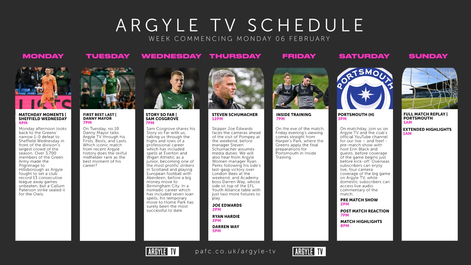 Argyle TV schedule