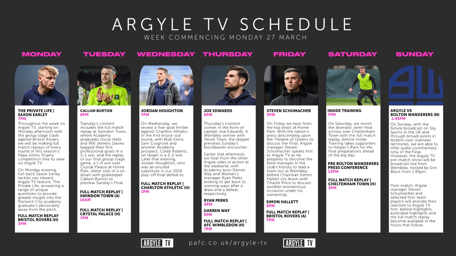 Argyle TV schedule