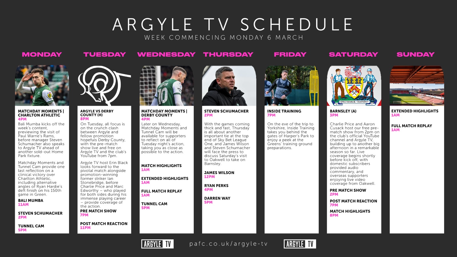 Argyle TV schedule