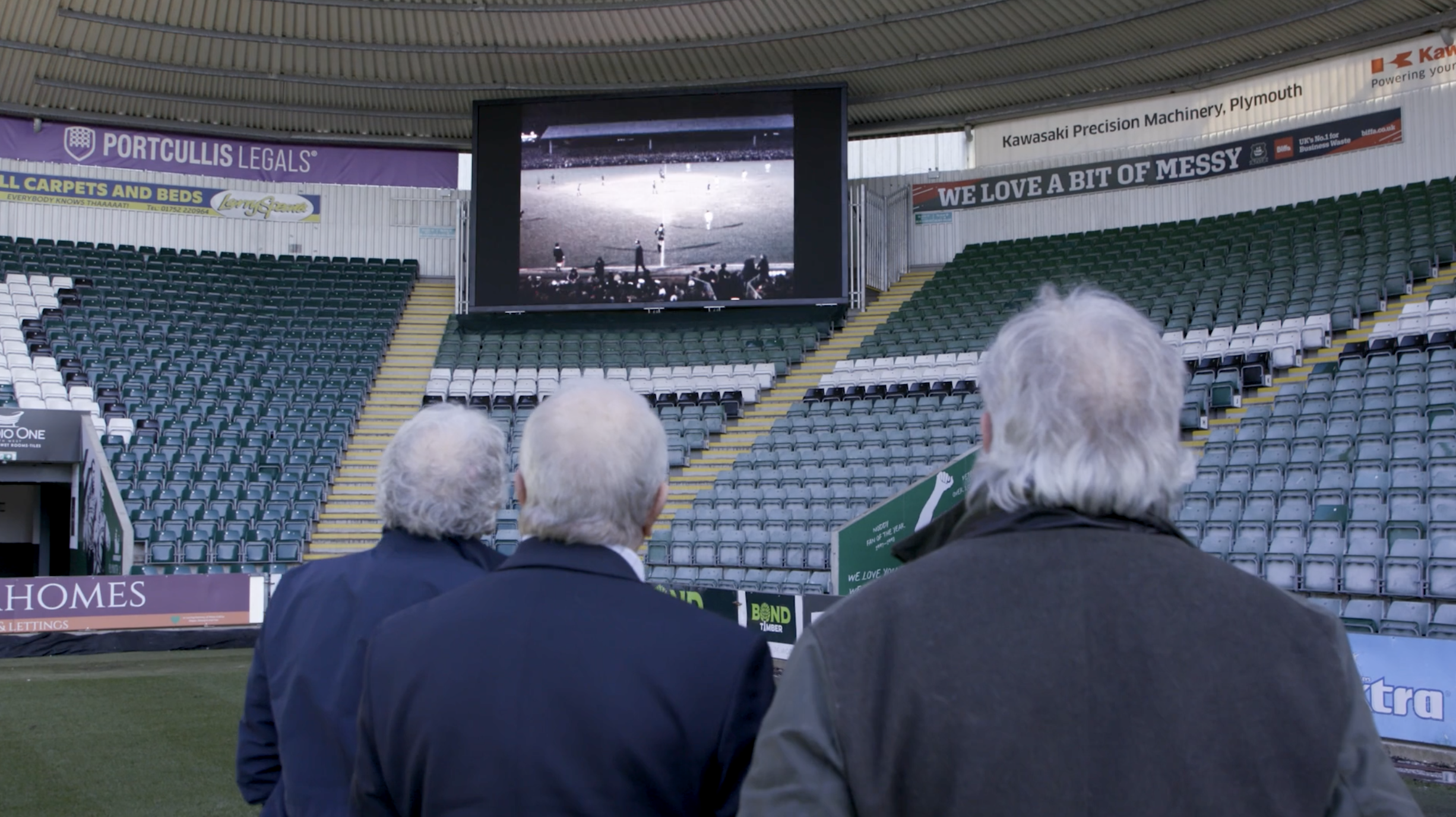 Johnny Hore, Derek Rickard and Steve Davey watching Santos match