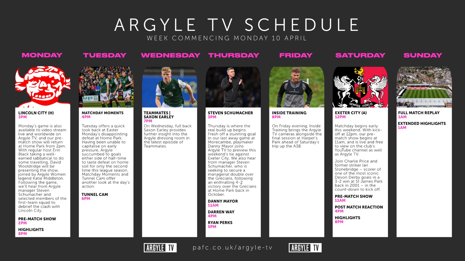 Argyle TV schedule