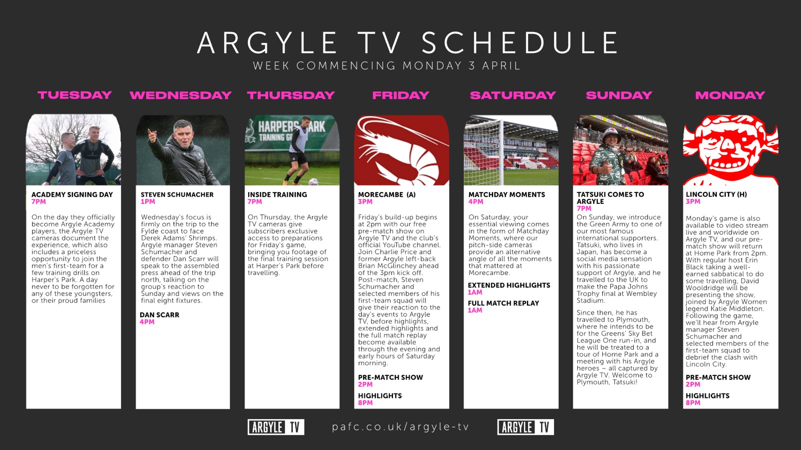 Argyle TV schedule