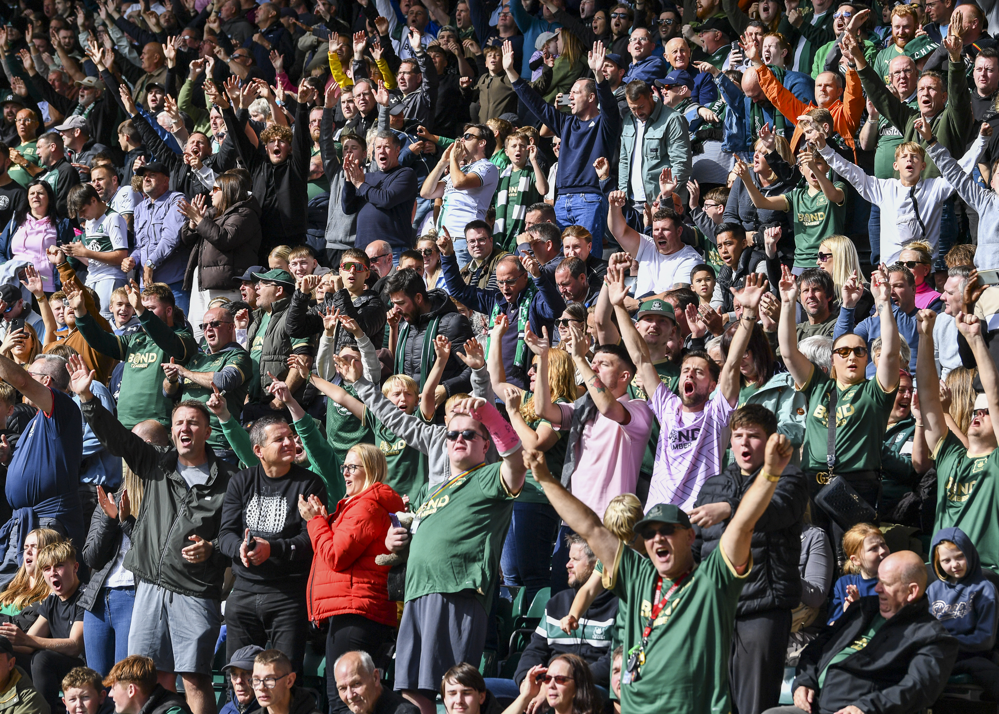 Argyle fans cheering on the team against Norwich City