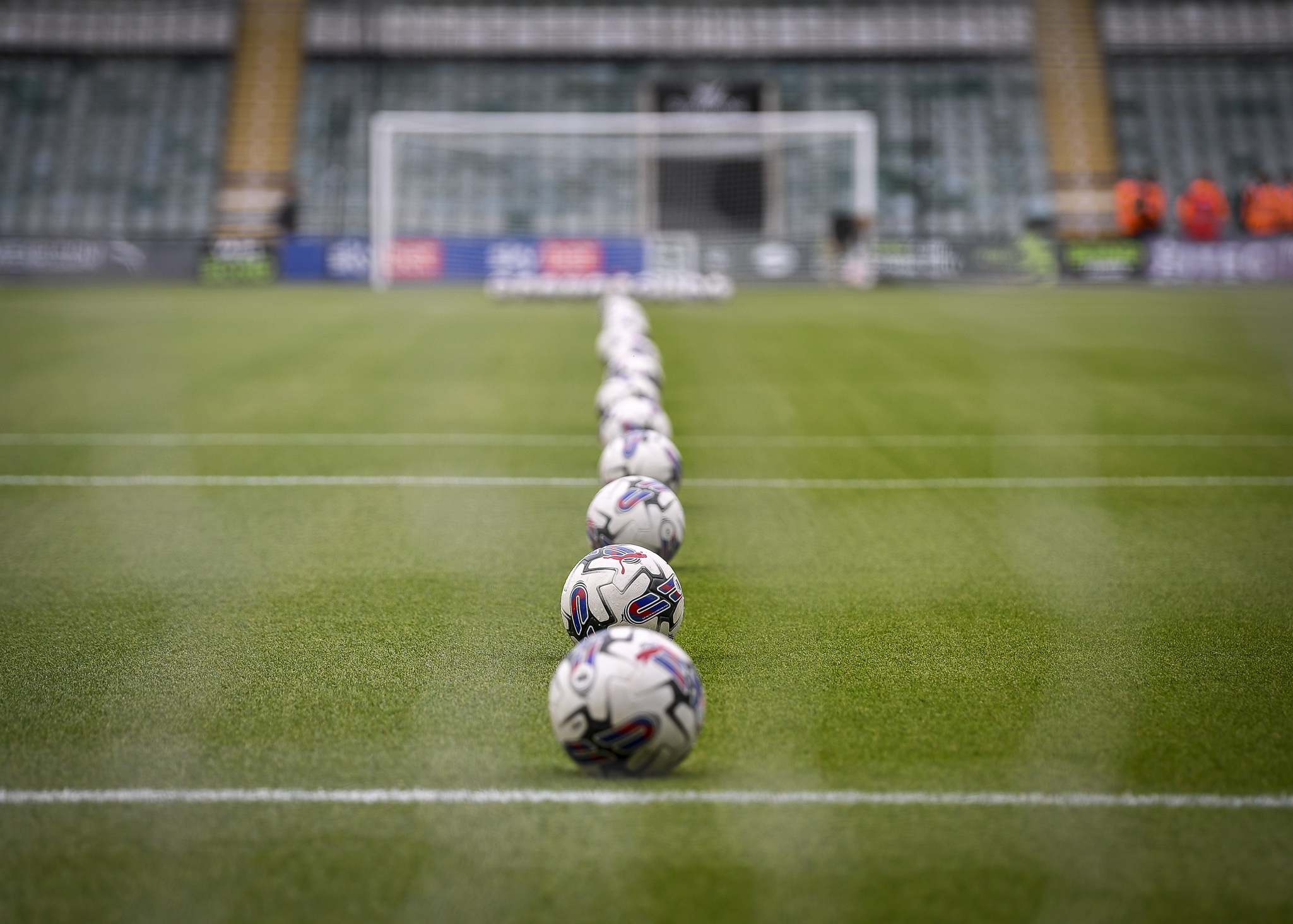 Balls lined up at Home Park