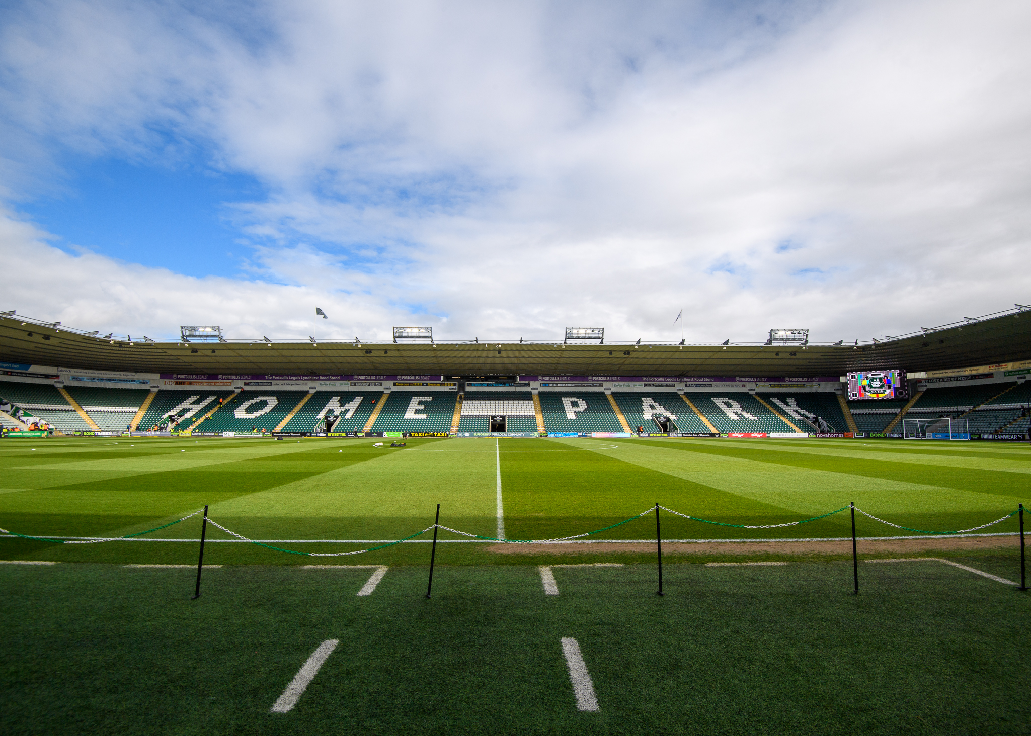 General shot of Home Park from the halfway line