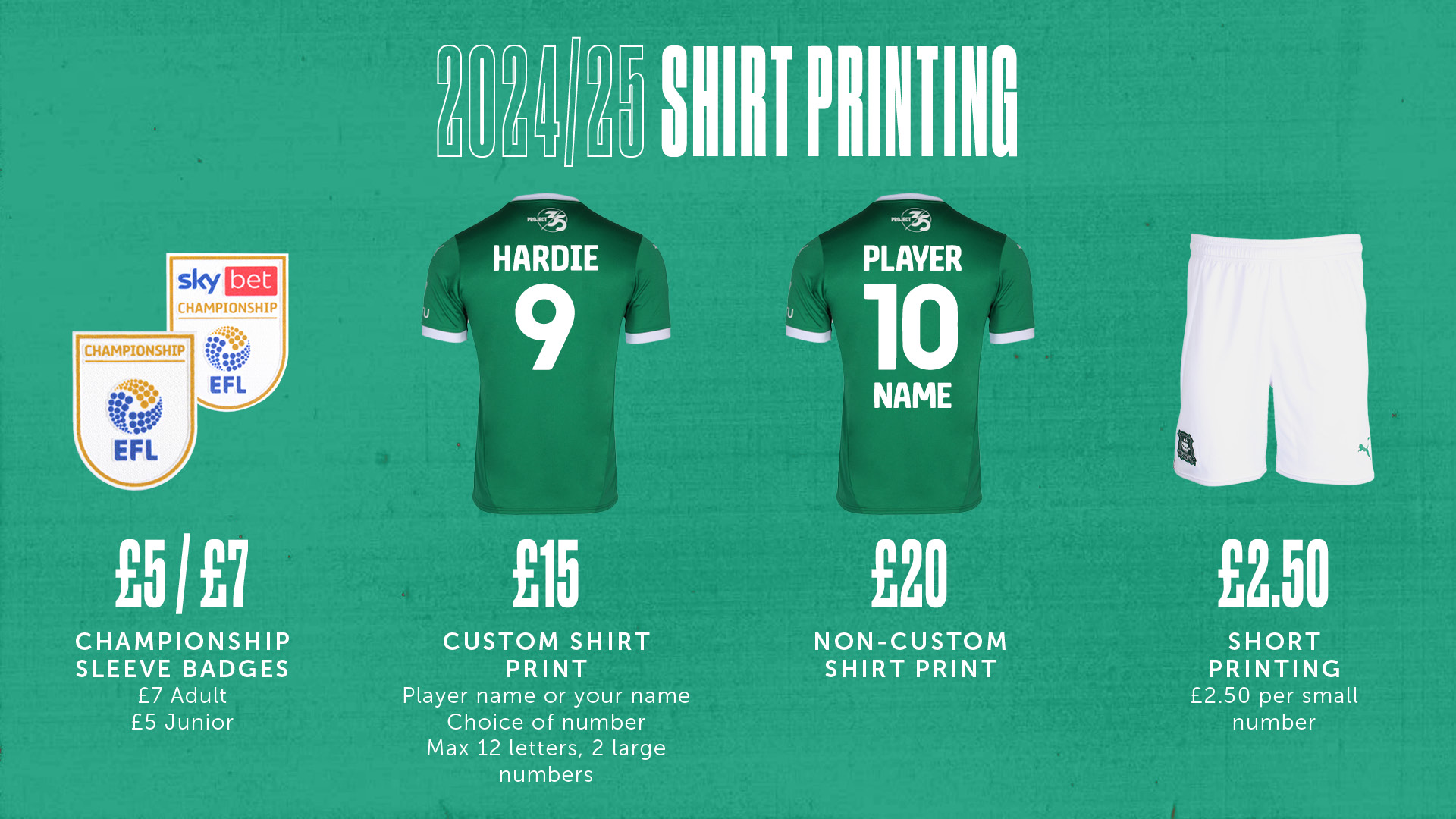 Shirt printing information