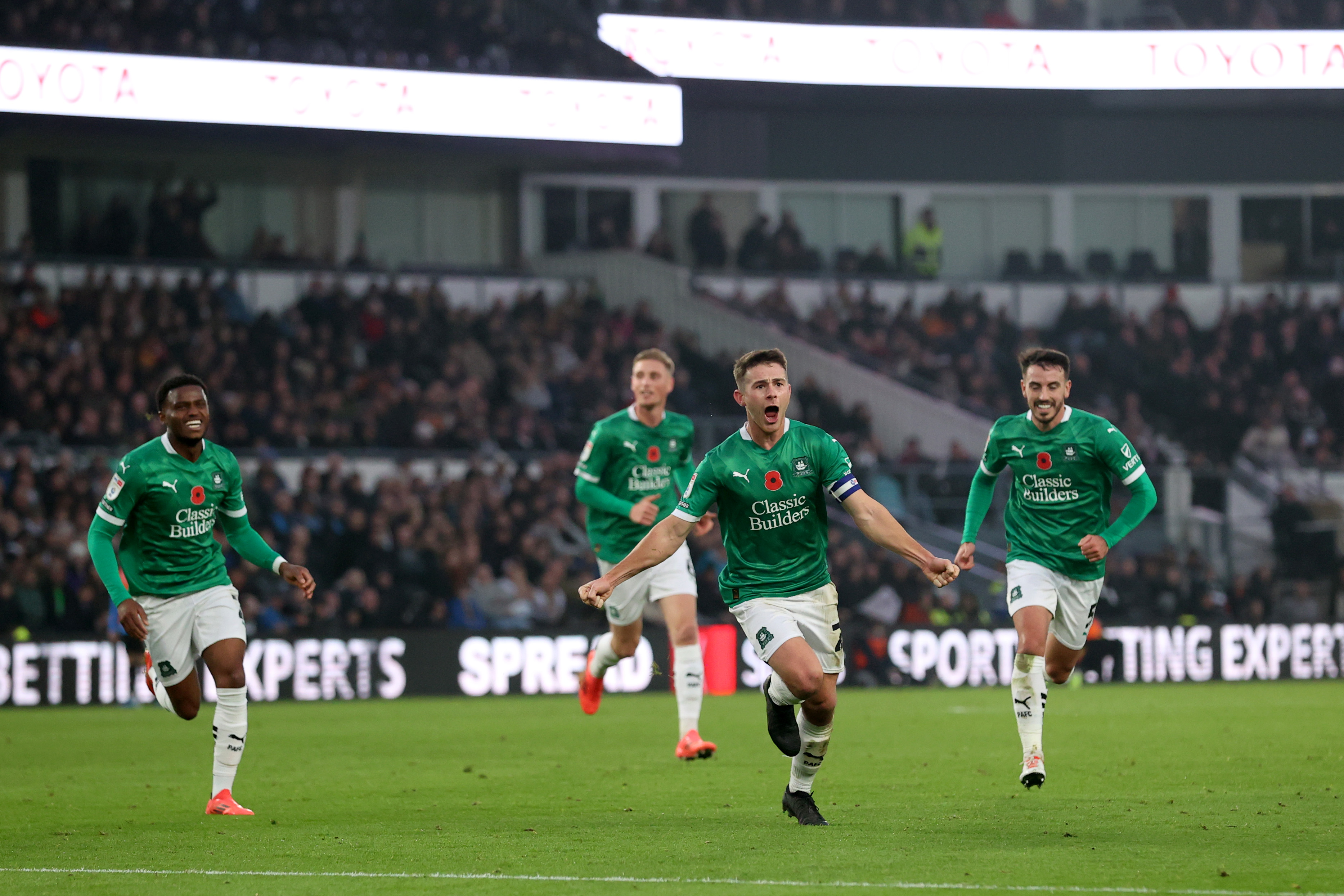 Adam Randell celebrating against Derby County