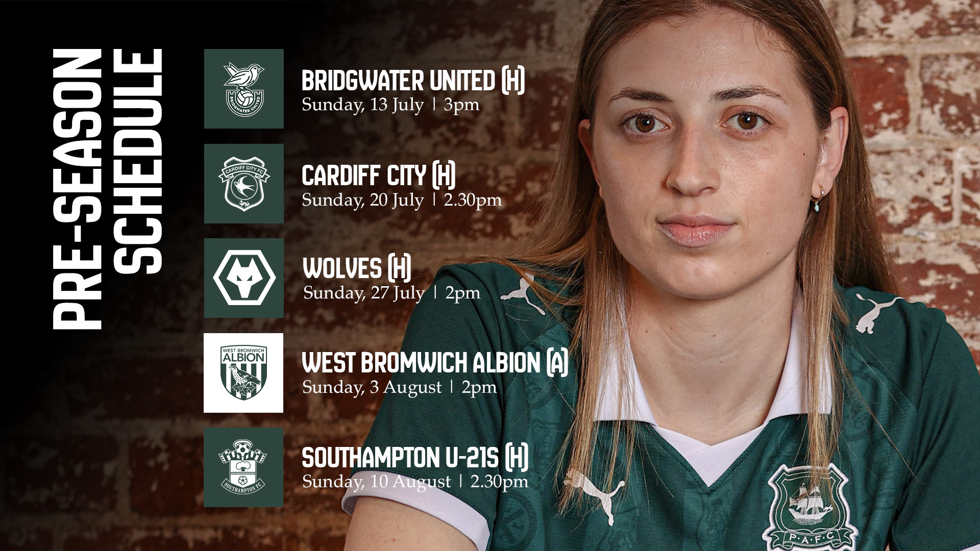 Women's pre-season schedule graphic
