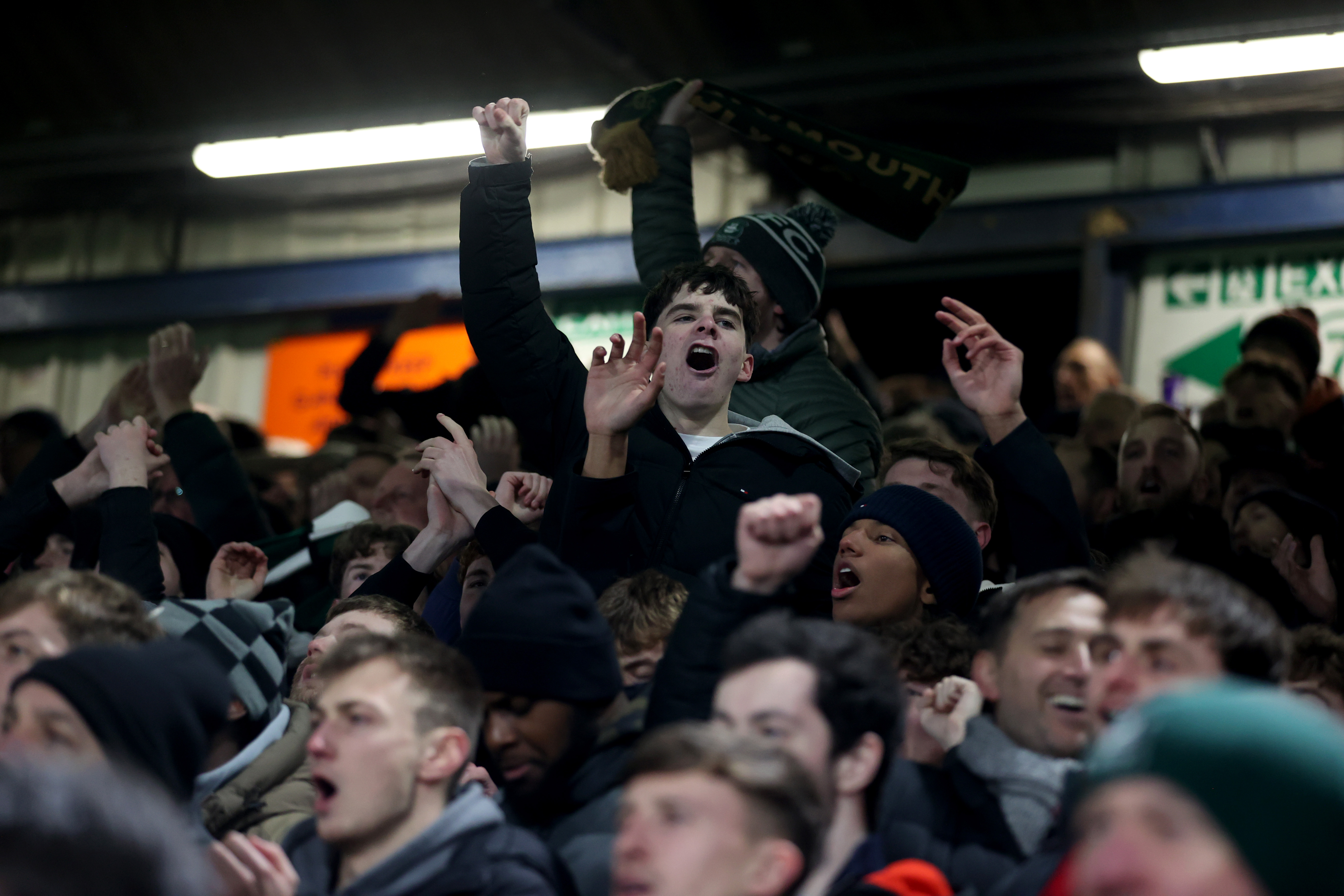 Argyle fans at Luton