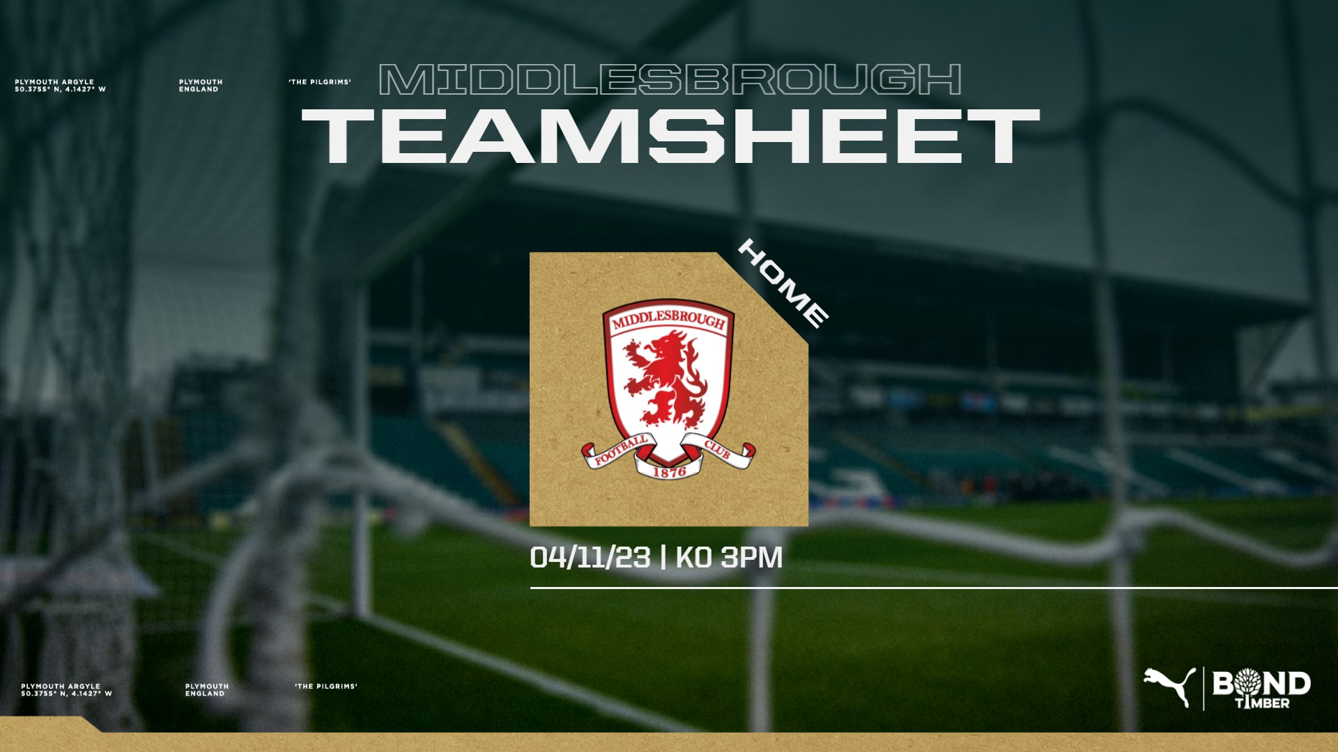 Middlesbrough Team Sheet