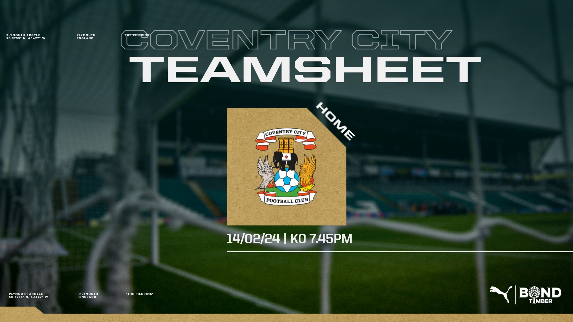 Coventry City (H) Teamsheet