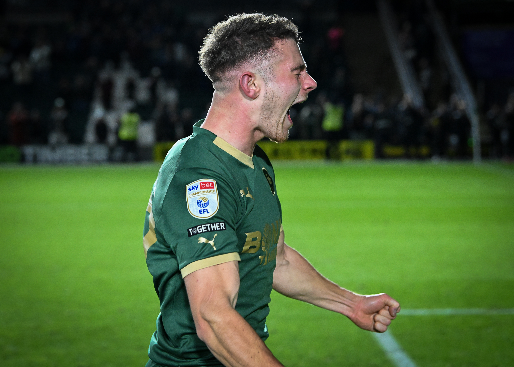 Adam Randell roars in celebration