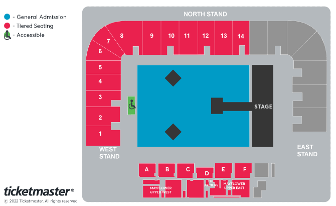 Stadium map for Muse gig