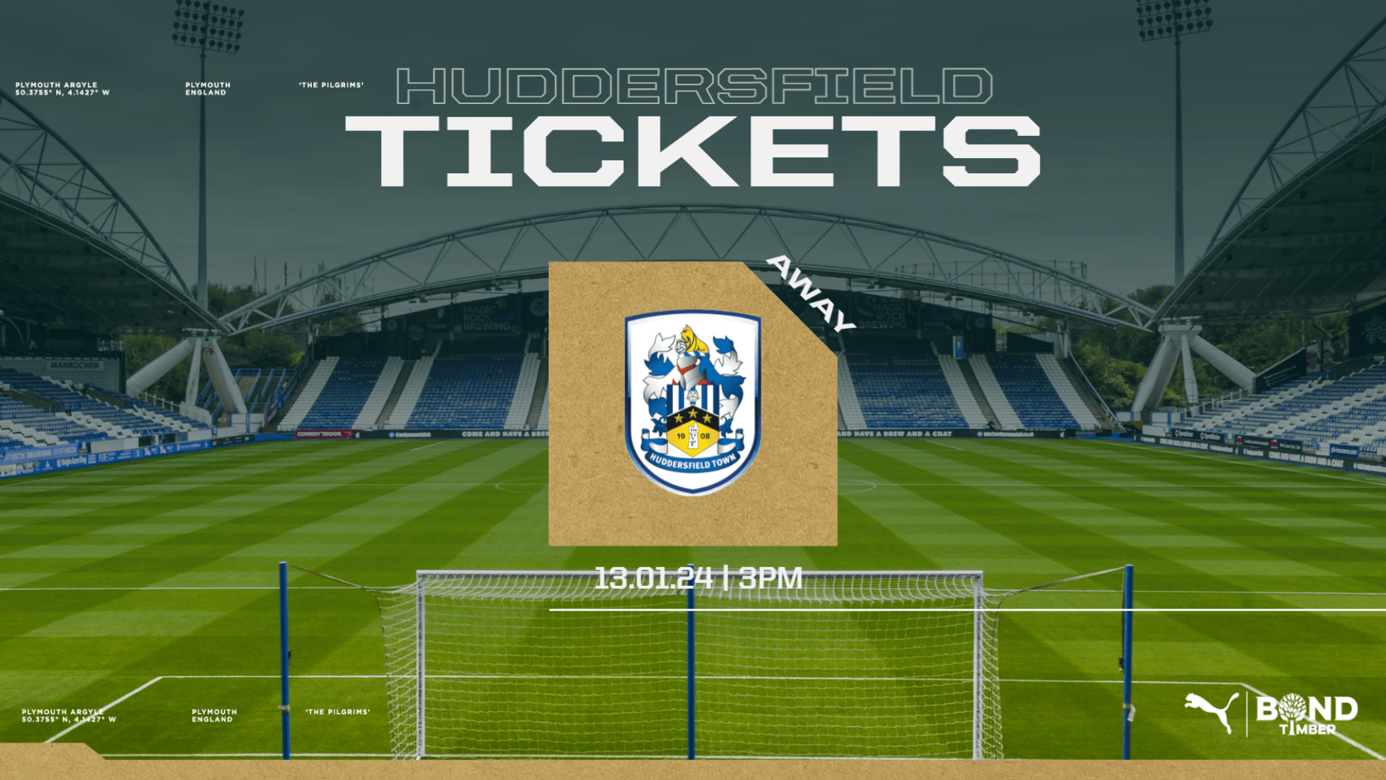 Huddersfield Town (A) Ticket Update Plymouth Argyle PAFC
