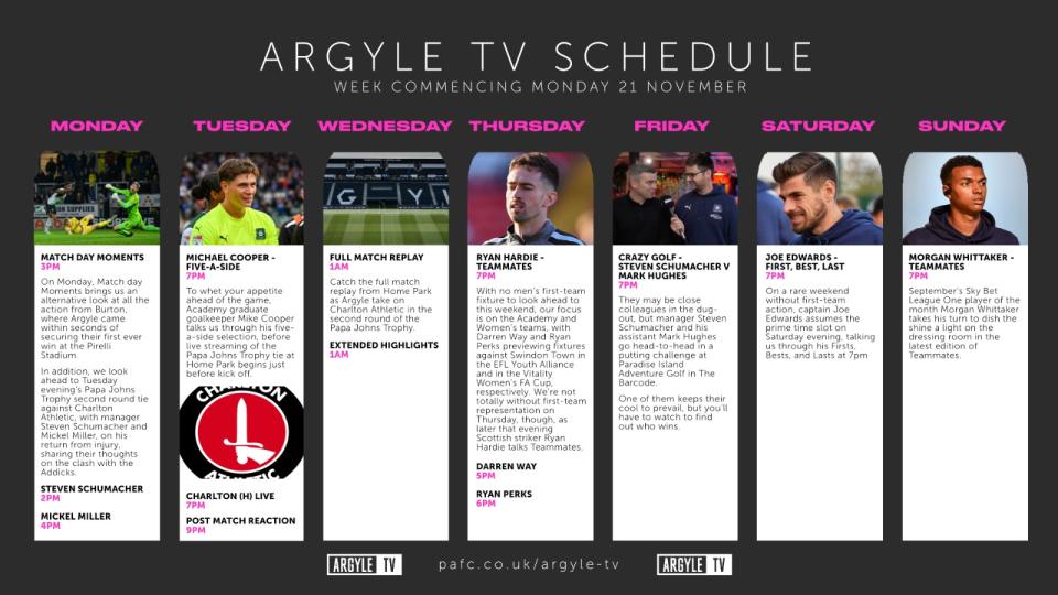 Argyle TV schedule