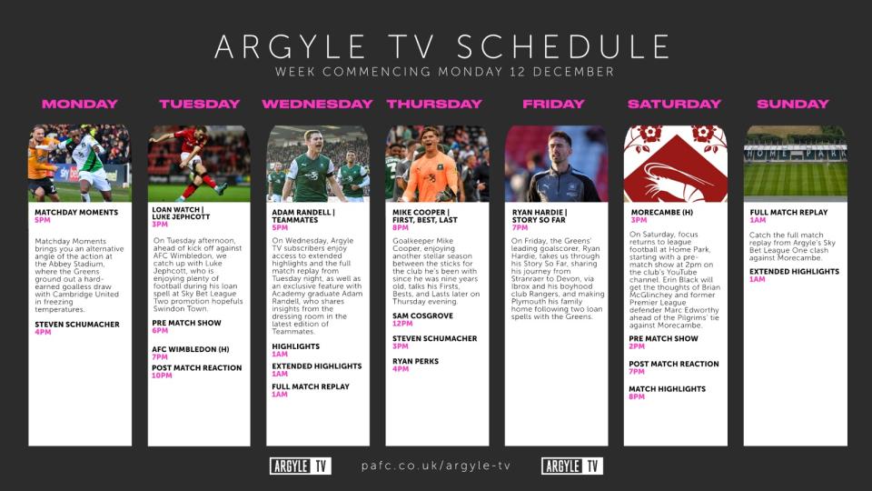 Argyle TV schedule