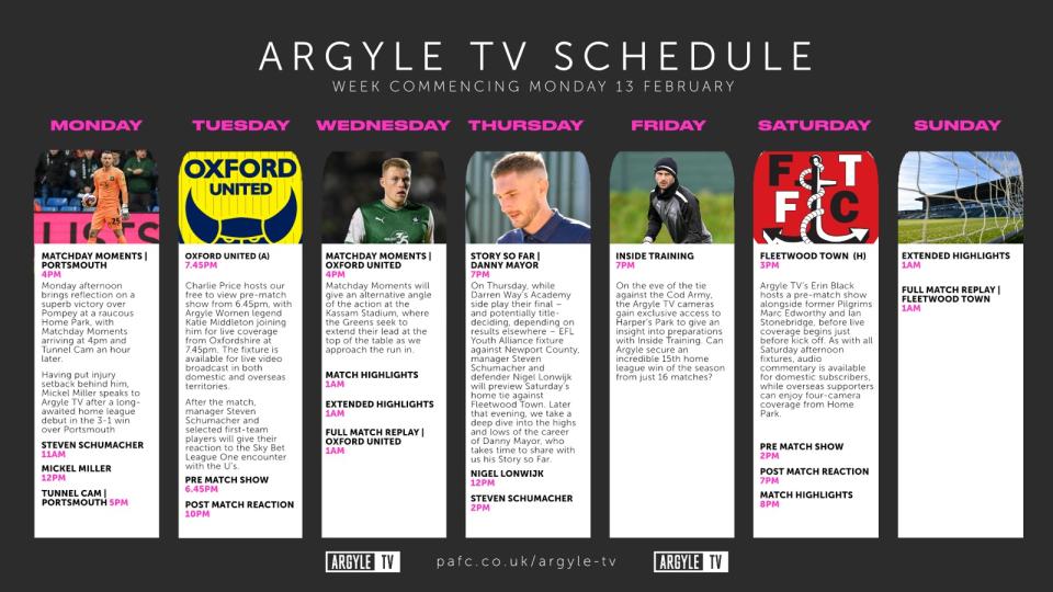 Argyle TV schedule