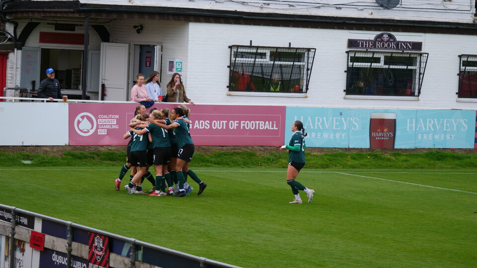 Celebrate Argyle women's third goal v Lewes