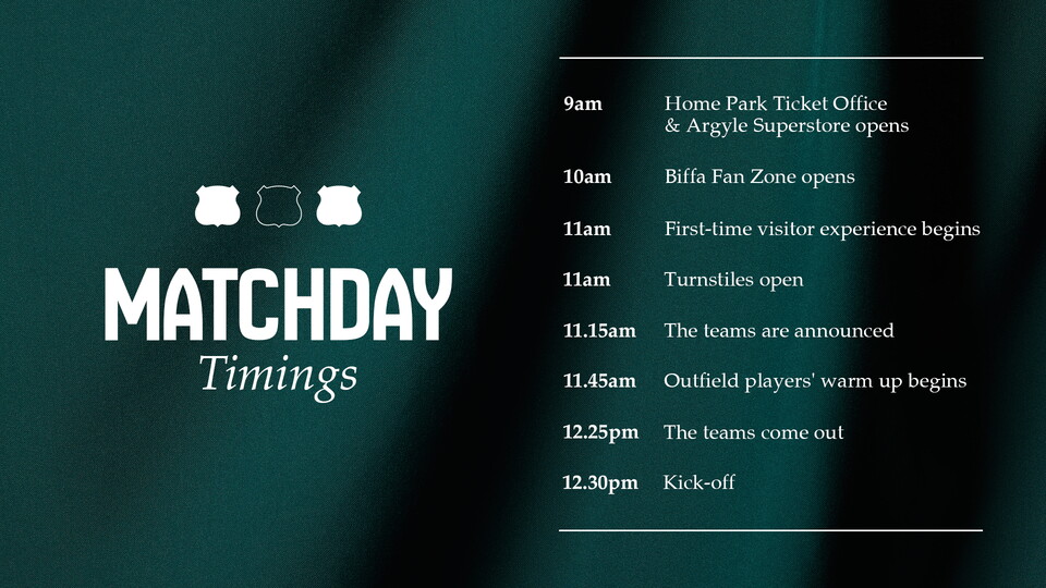 Matchday Timings