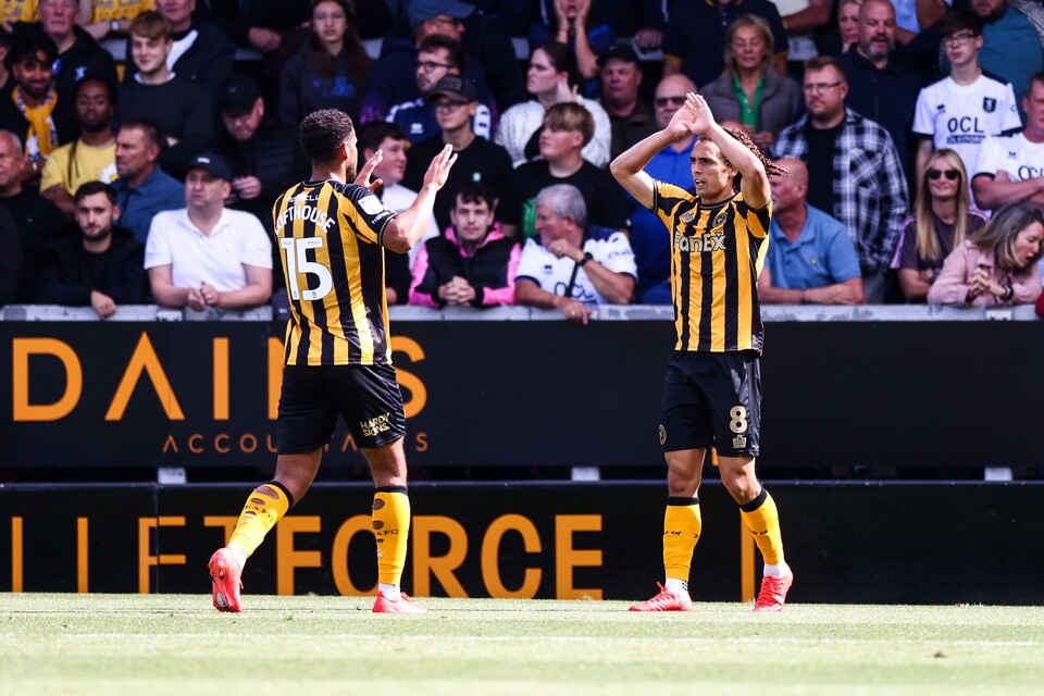 Charlie Webster celebrates for Burton Albion