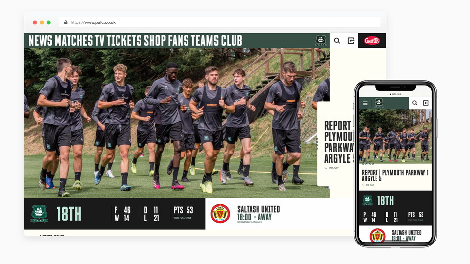Plymouth Argyle new website