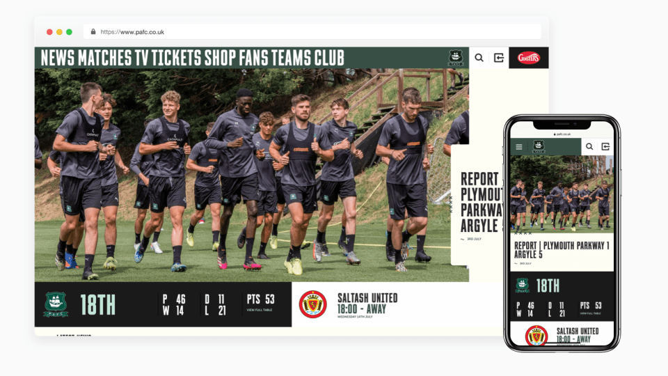 Plymouth Argyle new website