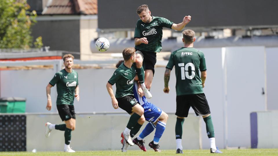 Macaulay Gillesphey wins a header