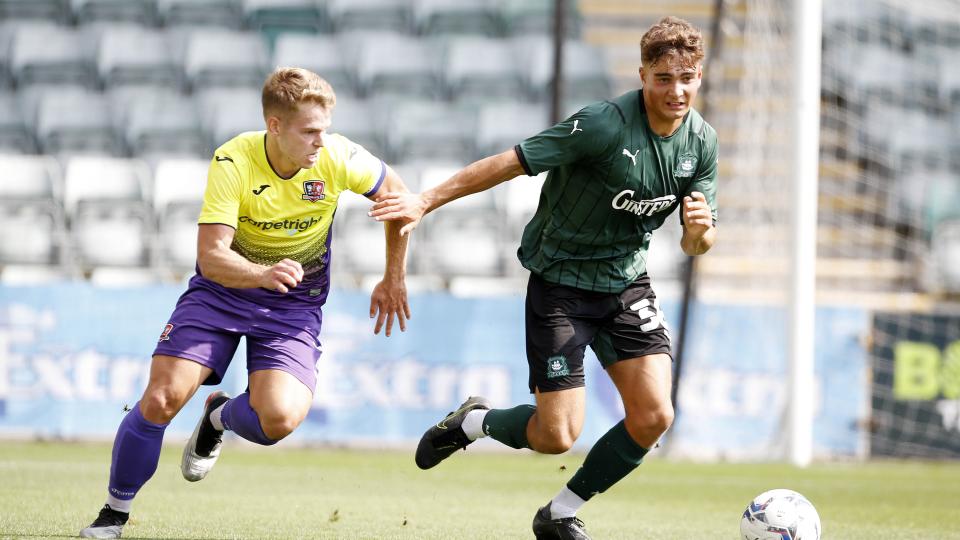 Finley Craske comes away with the ball against Exeter City Under 23s