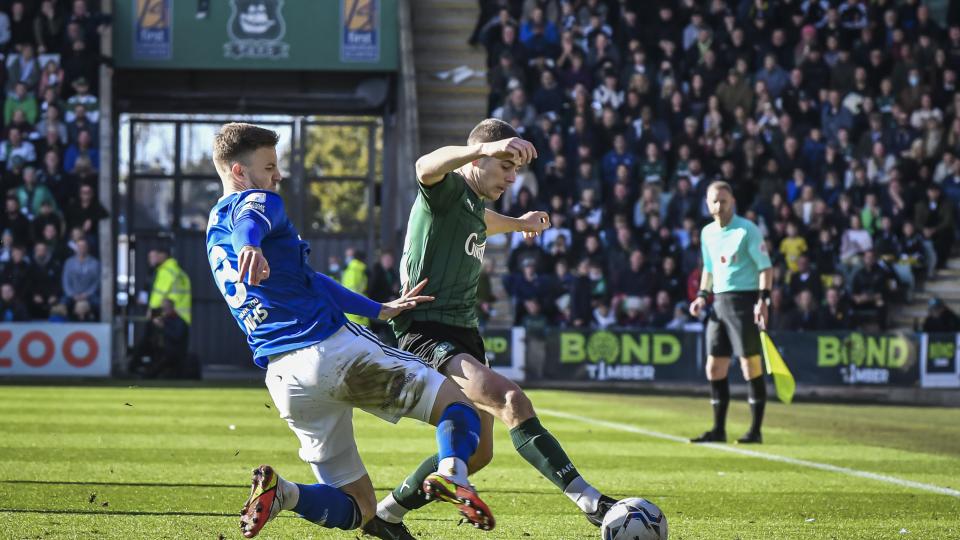 Action from Argyle v Ipswich Town