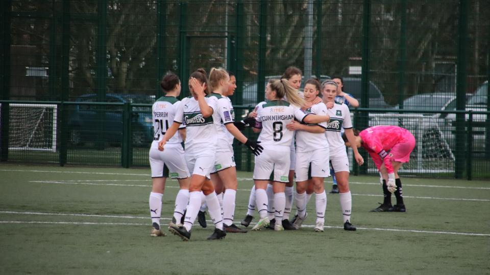 Argyle celebrate Emily Eaton's goal