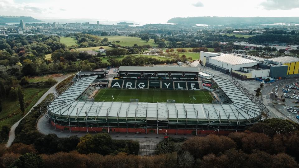 Home Park Stadium from above
