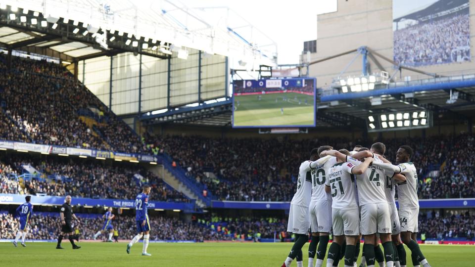 Argyle celebrate a goal at the champions of Europe