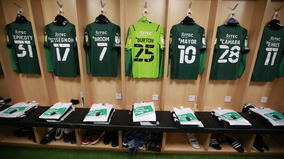 Kits in the Argyle dressing room