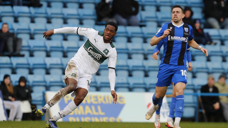 Jordon Garrick watches his opener find the bottom corner