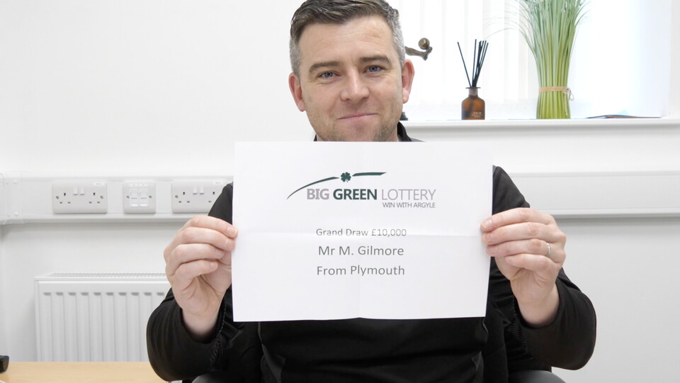 Steven Schumacher reveals Big Green Lottery winner
