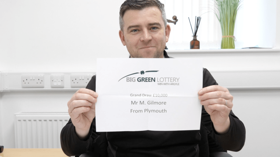 Steven Schumacher reveals Big Green Lottery winner