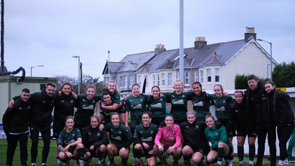 Argyle Women celebrate reaching the 4th round of the FA Cup